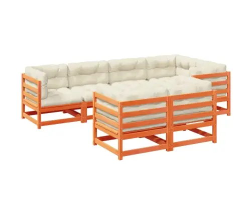 7-Daļīgs Dārza Dīvānu Komplekts, Matrači, Brūns Priedes Koks Vidaxl