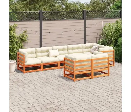 8-Daļīgs Dārza Dīvānu Komplekts, Vaska Brūnas Priedes Masīvkoks Vidaxl