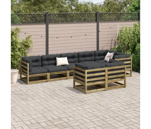 Sodo Sofos Komplektas, 8 Dalių, Impregnuota Pušies Mediena