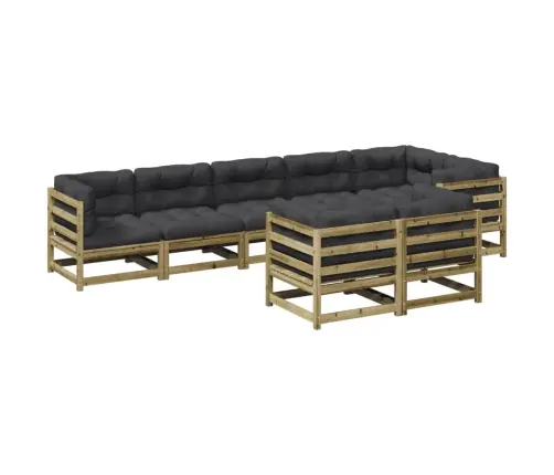 8-Osaline Aiadiivani Komplekt Patjadega, Immutatud Männipuit