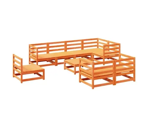 9-Daļīgs Dārza Dīvānu Komplekts, Vaska Brūnas Priedes Masīvkoks Vidaxl