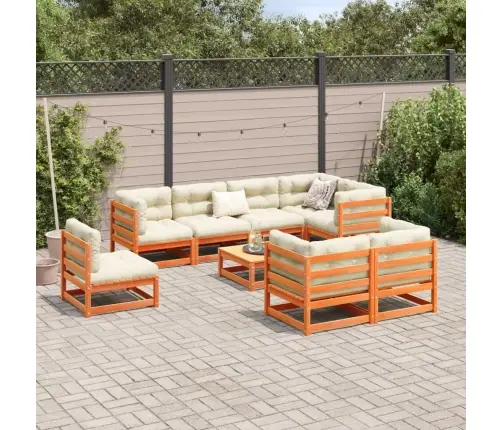 9-Daļīgs Dārza Dīvānu Komplekts, Vaska Brūnas Priedes Masīvkoks Vidaxl