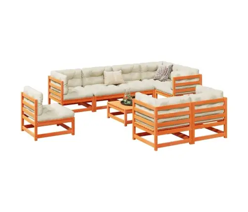 9-Daļīgs Dārza Dīvānu Komplekts, Vaska Brūnas Priedes Masīvkoks Vidaxl