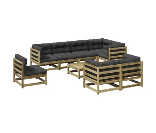 Sodo Sofos Komplektas Su Pagalvėlėmis, 9 Dalių, Pušis