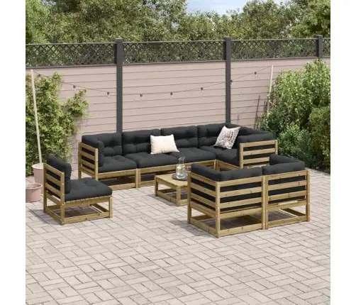 Sodo Sofos Komplektas Su Pagalvėlėmis, 9 Dalių, Pušis