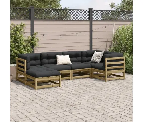 6-Daļīgs Dārza Dīvāna Komplekts, Impregnēts Priedes Koks Vidaxl
