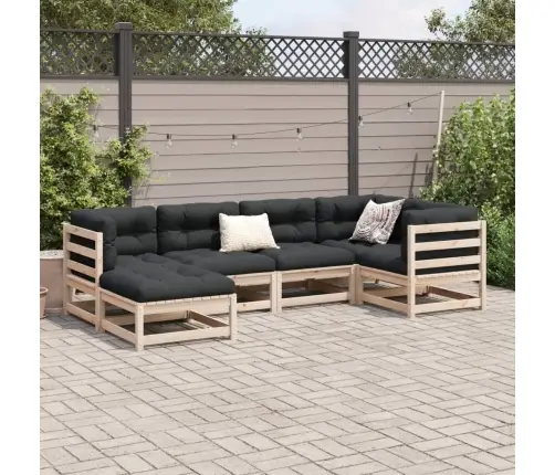 6-Daļīgs Dārza Dīvānu Komplekts Ar Matračiem, Priedes Koks Vidaxl