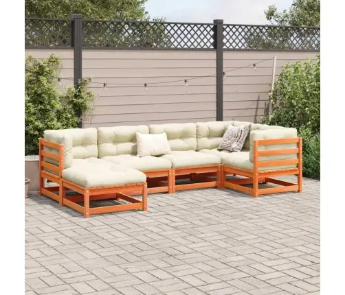 6-Daļīgs Dārza Dīvānu Komplekts, Matrači, Brūns Priedes Koks Vidaxl