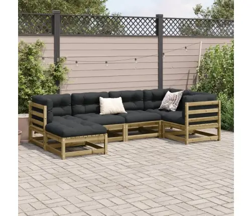 6-Daļīgs Dārza Dīvāna Komplekts Ar Matračiem, Priede Vidaxl