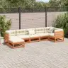 7-Daļīgs Dārza Dīvānu Komplekts, Matrači, Brūns Priedes Koks Vidaxl