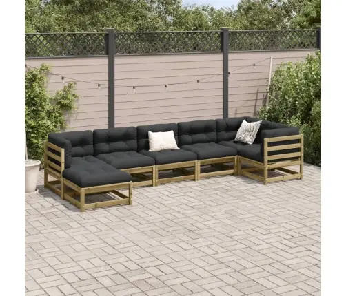 7-Daļīgs Dārza Dīvāna Komplekts Ar Matračiem, Impregnēta Priede Vidaxl