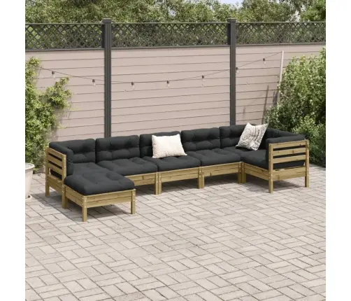 7-Daļīgs Dārza Dīvāna Komplekts Ar Matračiem, Impregnēta Priede Vidaxl