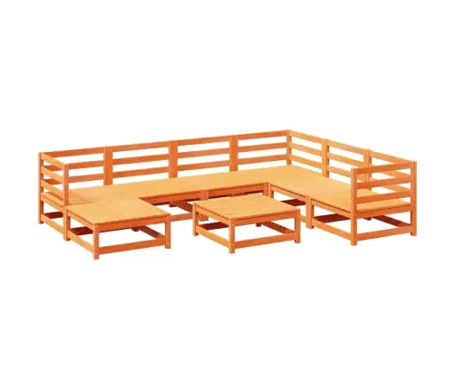 Sodo Sofos Komplektas, 8 Dalių, Vaško Rudas, Pušies Masyvas