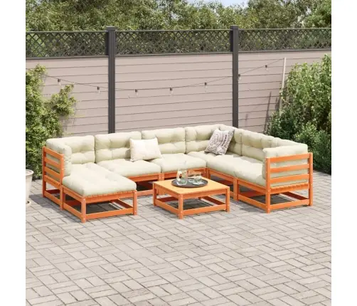 Sodo Sofos Komplektas, 8 Dalių, Vaško Rudas, Pušies Masyvas