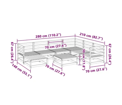 Sodo Sofos Komplektas, 8 Dalių, Vaško Rudas, Pušies Masyvas