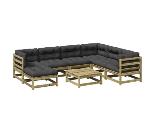 8-Daļīgs Dārza Dīvānu Komplekts Matrači Impregnēts Priedes Koks Vidaxl