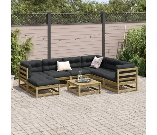 8-Daļīgs Dārza Dīvānu Komplekts Matrači Impregnēts Priedes Koks Vidaxl
