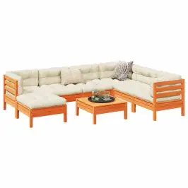 8-Daļīgs Dārza Dīvānu Komplekts, Matrači, Brūns Priedes Koks Vidaxl