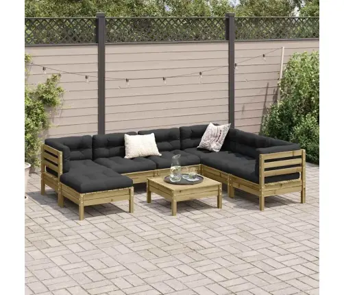8-Daļīgs Dārza Dīvānu Komplekts Matrači Impregnēts Priedes Koks Vidaxl
