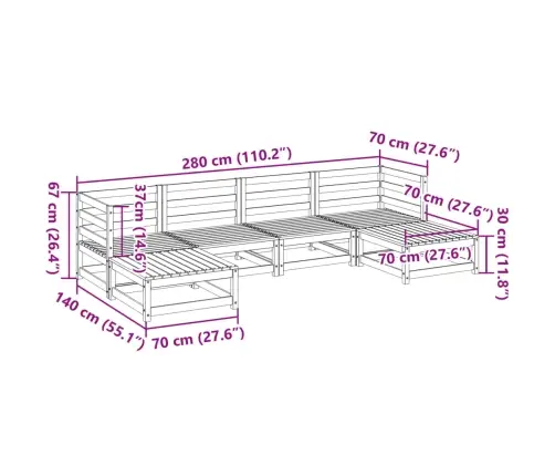6-Daļīgs Dārza Dīvānu Komplekts, Vaska Brūnas Priedes Masīvkoks Vidaxl