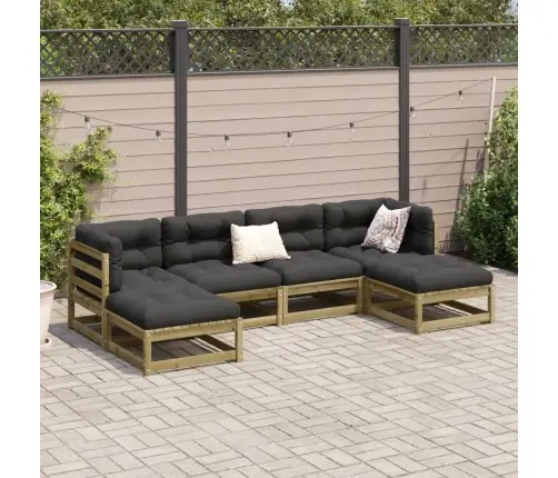 6-Daļīgs Dārza Dīvāna Komplekts, Impregnēts Priedes Koks Vidaxl