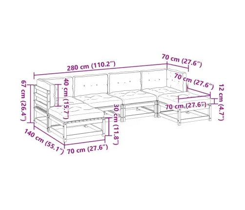 6-Osaline Aiadiivani Komplekt Patjadega, Männipuit