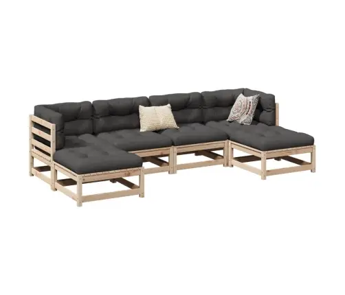 6-Osaline Aiadiivani Komplekt Patjadega, Männipuit