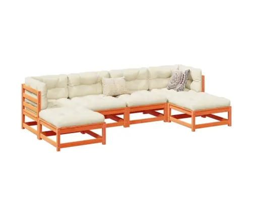 6-Daļīgs Dārza Dīvānu Komplekts, Matrači, Brūns Priedes Koks Vidaxl