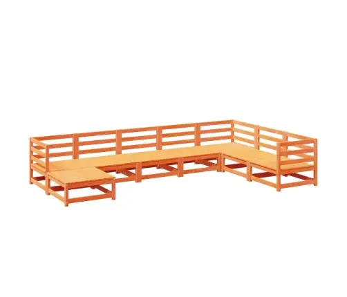 Sodo Sofos Komplektas, 8 Dalių, Vaško Rudas, Pušies Masyvas