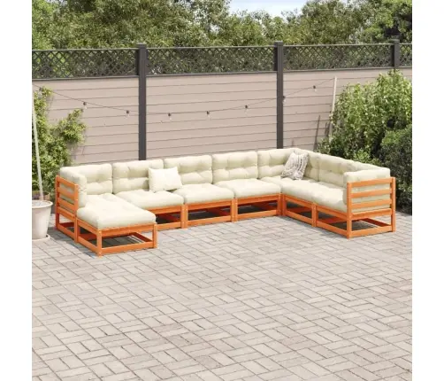 Sodo Sofos Komplektas, 8 Dalių, Vaško Rudas, Pušies Masyvas