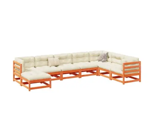 Sodo Sofos Komplektas, 8 Dalių, Vaško Rudas, Pušies Masyvas