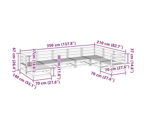 8-Daļīgs Dārza Dīvānu Komplekts, Impregnēts Priedes Koks Vidaxl