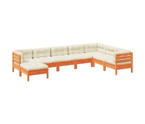 8-Daļīgs Dārza Dīvānu Komplekts, Matrači, Brūns Priedes Koks Vidaxl