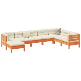 8-Daļīgs Dārza Dīvānu Komplekts, Matrači, Brūns Priedes Koks Vidaxl