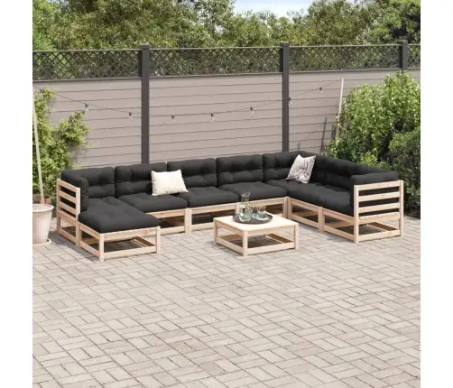 9-Daļīgs Dārza Dīvānu Komplekts, Priedes Masīvkoks Vidaxl