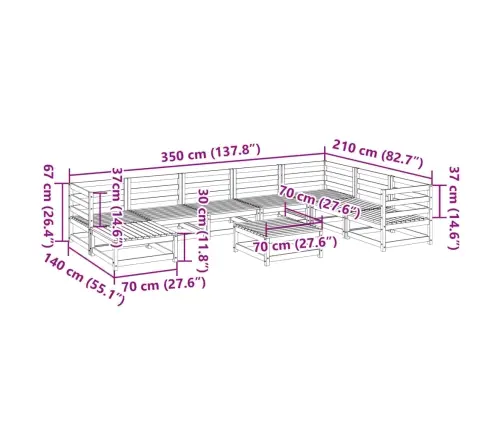 9-Daļīgs Dārza Dīvānu Komplekts, Priedes Masīvkoks Vidaxl
