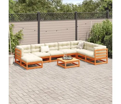 9-Daļīgs Dārza Dīvānu Komplekts, Vaska Brūnas Priedes Masīvkoks Vidaxl