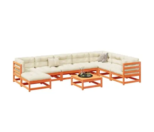 9-Daļīgs Dārza Dīvānu Komplekts, Vaska Brūnas Priedes Masīvkoks Vidaxl