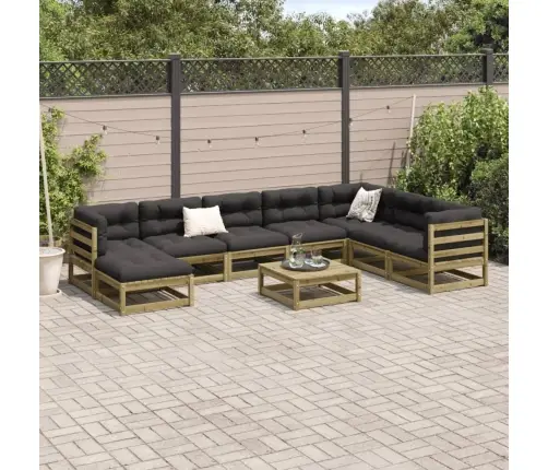 9-Daļīgs Dārza Dīvānu Komplekts, Impregnēts Priedes Koks Vidaxl