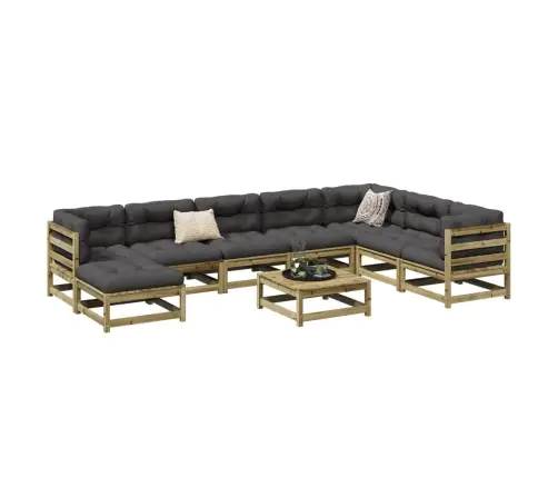 9-Daļīgs Dārza Dīvānu Komplekts, Impregnēts Priedes Koks Vidaxl