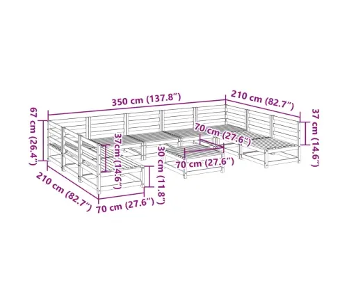 10-Osaline Aiadiivani Komplekt, Immutatud Männipuit