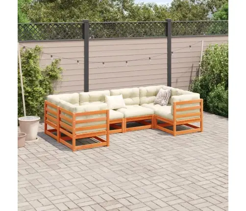 6-Daļīgs Dārza Dīvānu Komplekts, Vaska Brūnas Priedes Masīvkoks Vidaxl