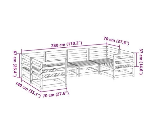Sodo Sofos Komplektas, 6 Dalių, Impregnuota Pušies Mediena