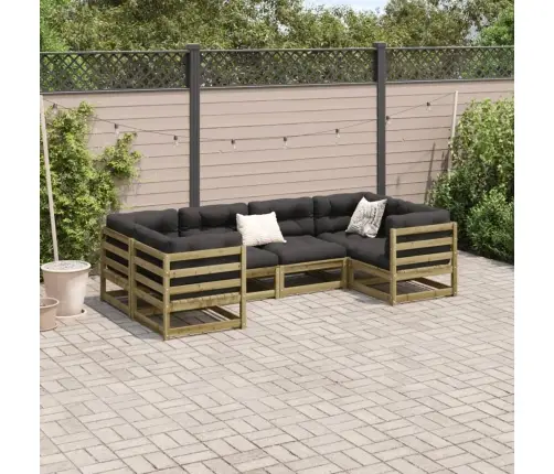 6-Osaline Aiadiivani Komplekt Patjadega, Immutatud Männipuit