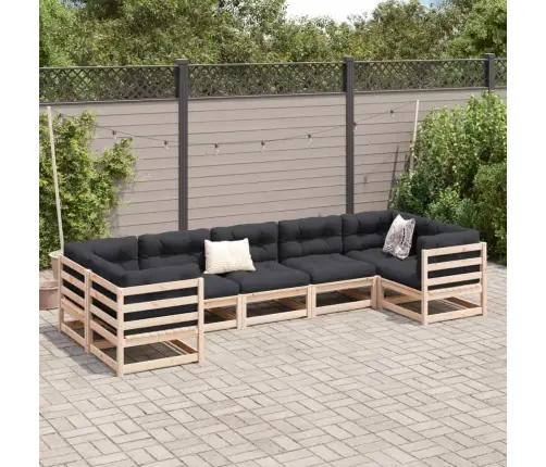 7-Daļīgs Dārza Dīvānu Komplekts Ar Matračiem, Priedes Koks Vidaxl