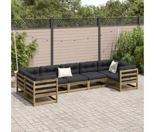 7-Osaline Aiadiivani Komplekt Patjadega, Immutatud Männipuit