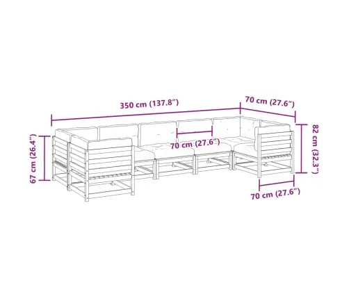 7-Osaline Aiadiivani Komplekt Patjadega, Immutatud Männipuit