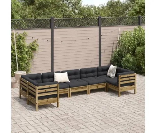 Sodo Komplektas Su Pagalvėlėmis, 7 Dalių, Impregnuota Pušis