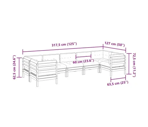 Sodo Komplektas Su Pagalvėlėmis, 7 Dalių, Impregnuota Pušis