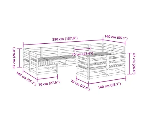 Sodo Sofos Komplektas, 9 Dalių, Impregnuota Pušies Mediena